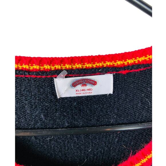 Ugly Christmas Sweater Dinosaur T-Rex Santa Hat Present Plaid Unisex Sweater XL - Picture 4 of 8